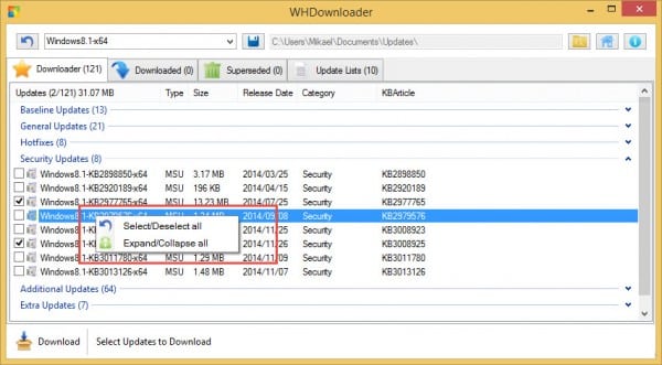 WHDownloader-w8-selection