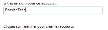nommer le raccourci