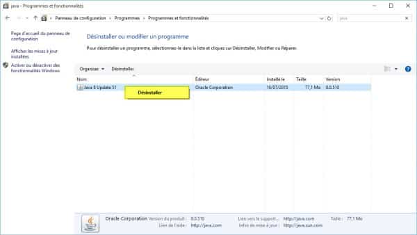 desinstaller-java