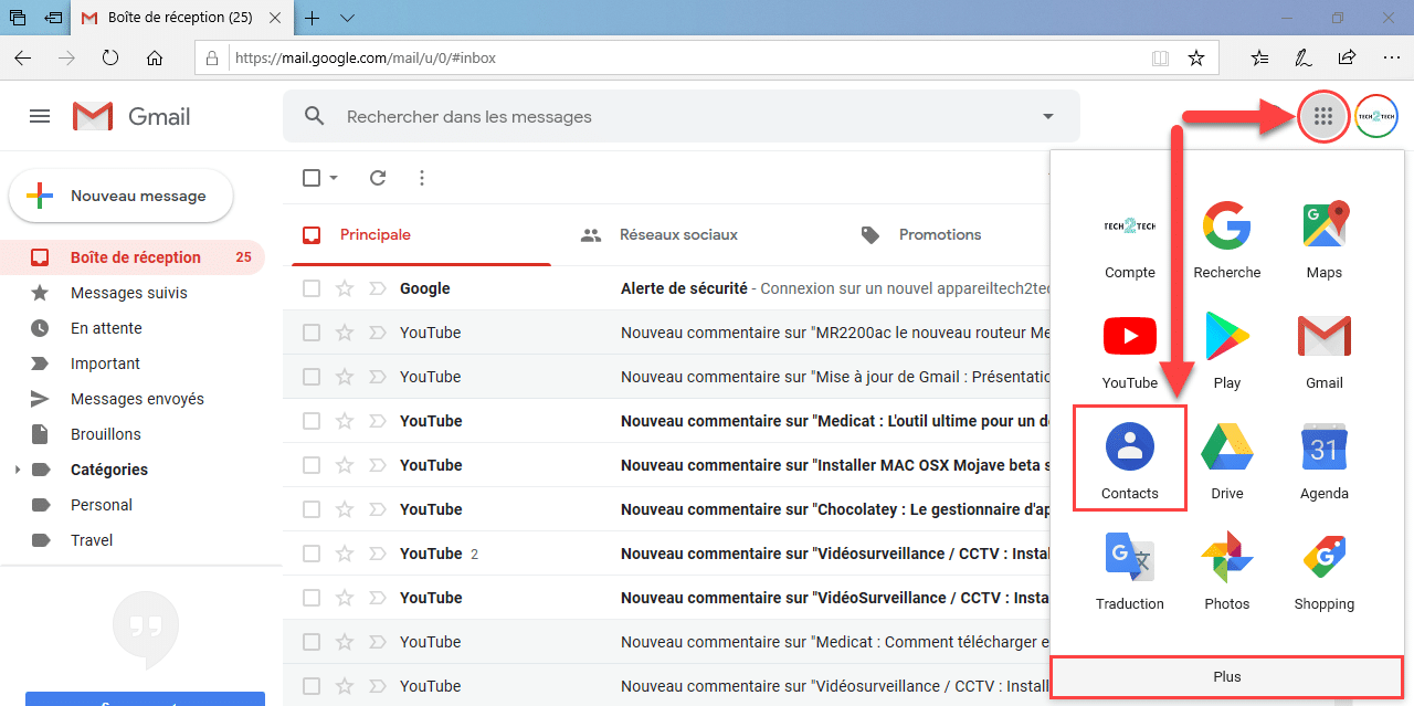 Retrouver vos contacts dans le nouveau Gmail Tech2Tech News, Astuces, Tutos, Vidéos autour